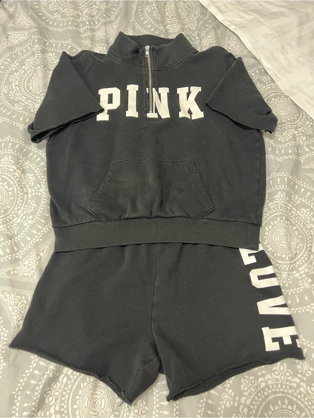 Victoria's Secret PINK Gray and Black Crewneck Sweatshirt - Picture 7 of 8